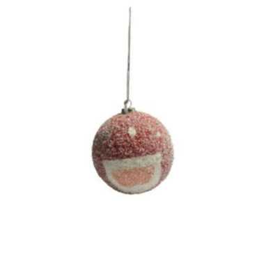 BOULE NOEL 8CM ROUGE/BLC