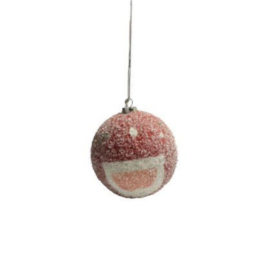 BOULE NOEL 8CM ROUGE/BLC