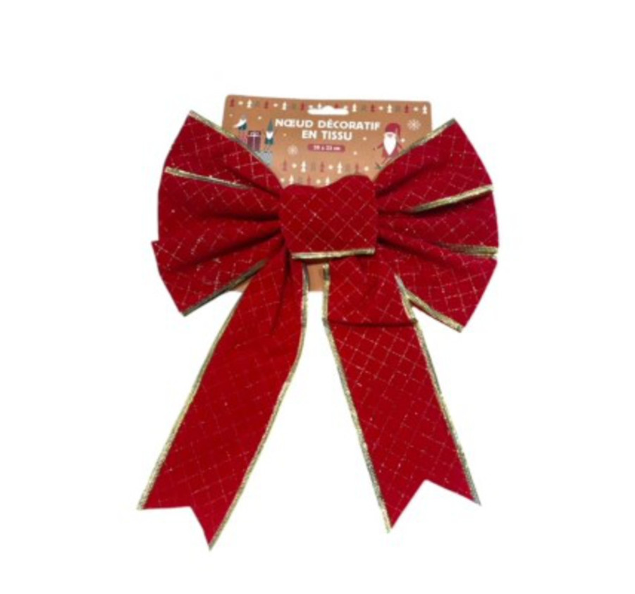 NOEUD DECORATIF ROUGE ET OR