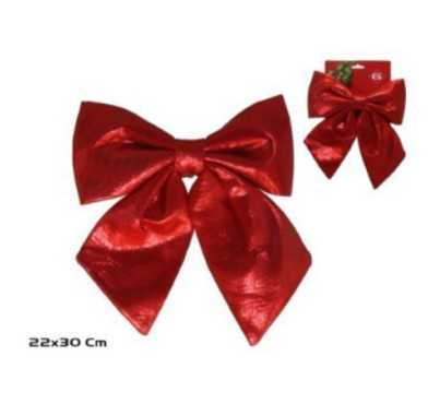 NOEUD DECORATIF ROUGE 22X30CM