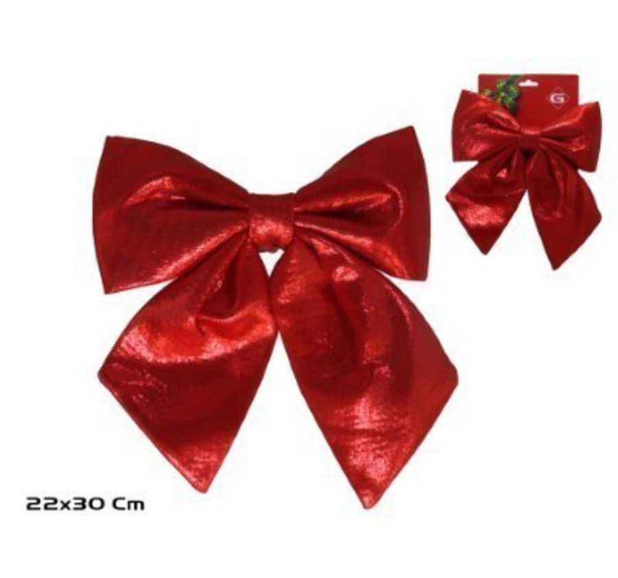NOEUD DECORATIF ROUGE 22X30CM