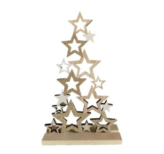 ARBRE ETOILE EN BOIS BLANC ET