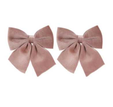 NOEUD VELOURS X2PCS VIEUX ROSE