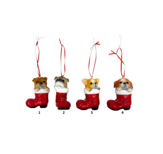 ORNEMENT CHIEN DANS BOTTE