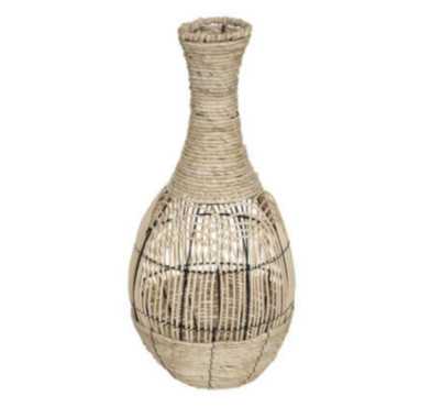 VASE DECO EN ROTIN ET METAL