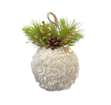BOULE DE NOEL BEIGE 10X14CM