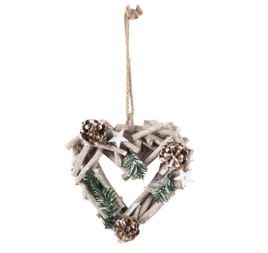 COEUR EN BOIS DECORE DE POMMES