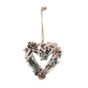 COEUR EN BOIS DECORE DE POMMES