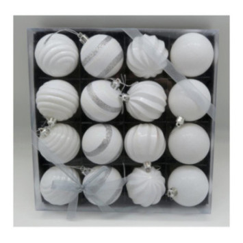 COFFRET 16BOULES 6CM BLANC