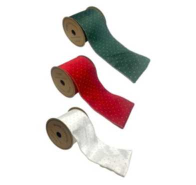 RUBAN EN PELUCHE POIS DORES