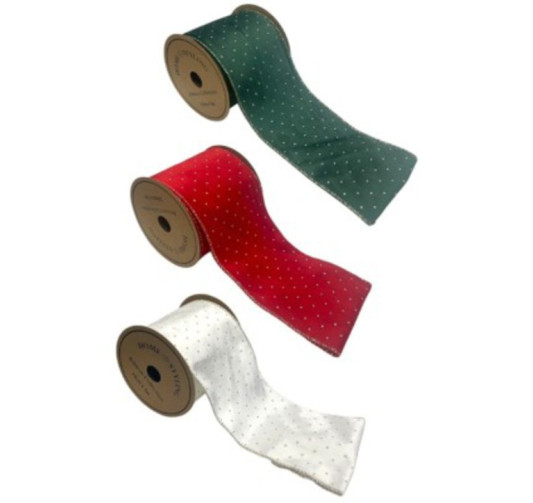 RUBAN EN PELUCHE POIS DORES