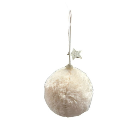 BOULE DE NOEL FOURRURE CREME