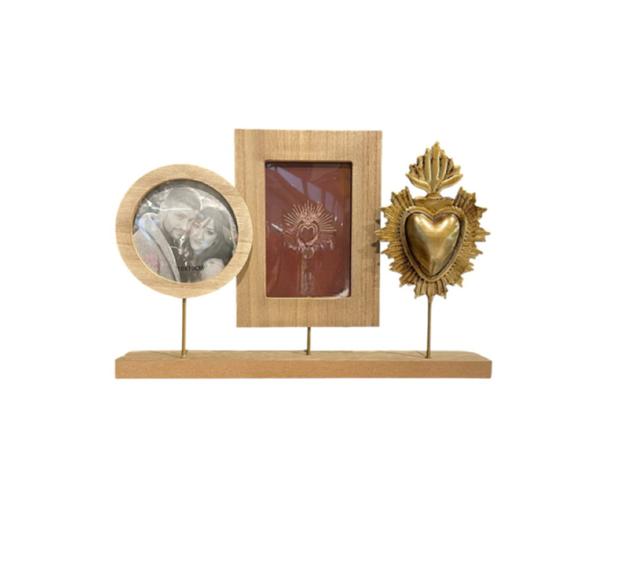 CADRE PHOTO X2 AVEC COEUR MDF