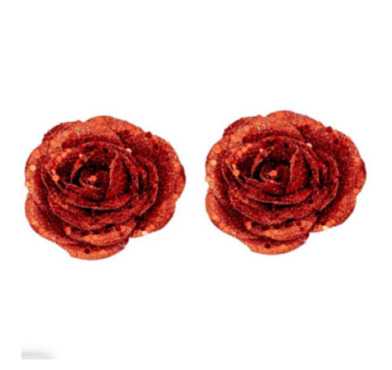 SUJET DE NOEL ROSE ROUGE