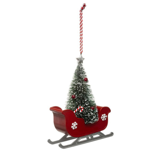 SUJET DE NOEL TRAINEAU SAPIN