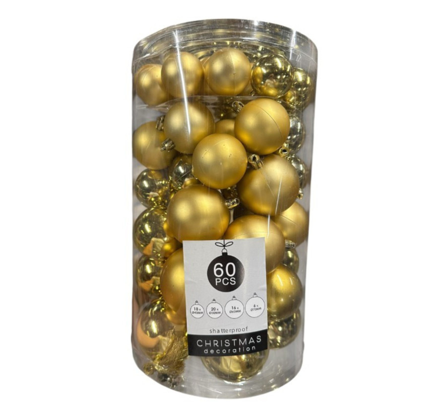 SET DE 60 BOULES DE NOEL DORE