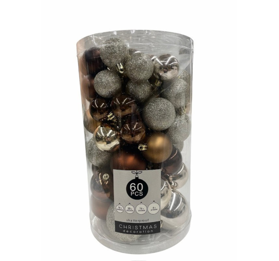 SET DE 60 BOULES DE NOEL AMBRE