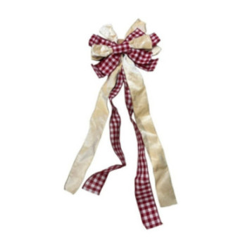 NOEUD DECORATIF ROUGE ET BEIGE