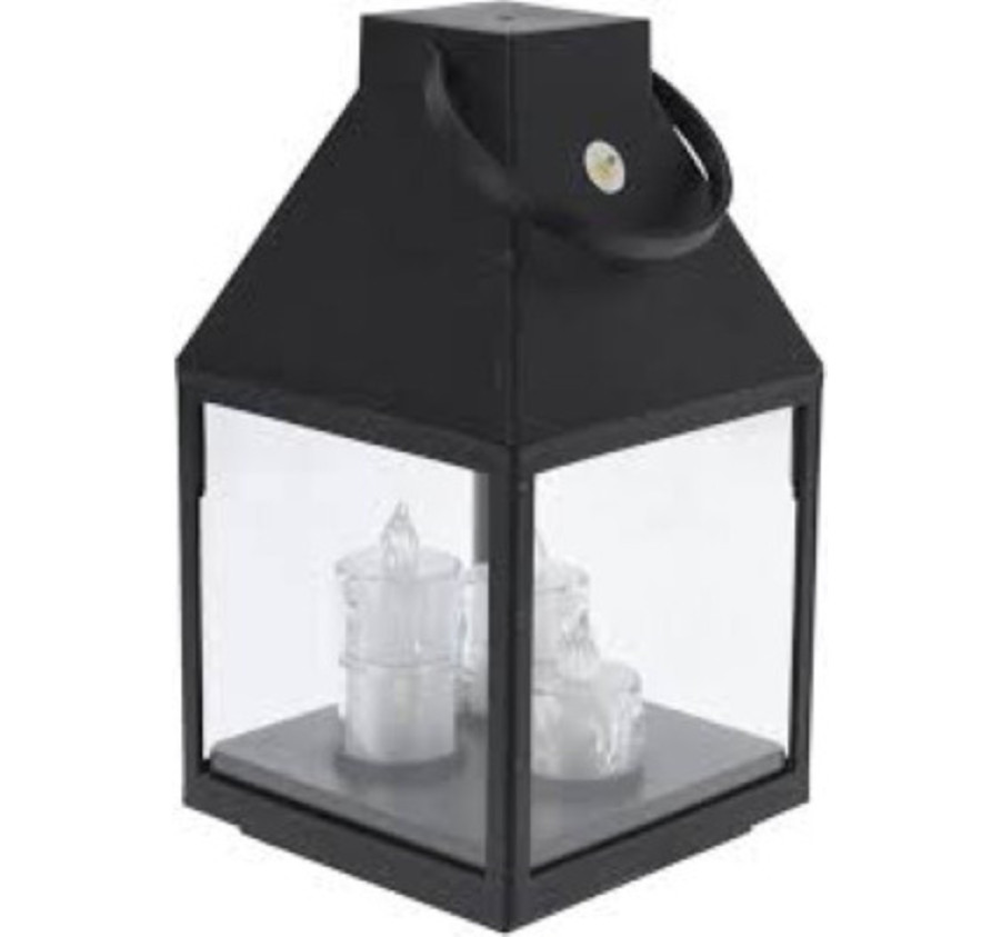 LANTERNE NOIRE AVEC 3 BOUGIES