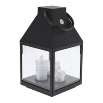 LANTERNE NOIRE AVEC 3 BOUGIES