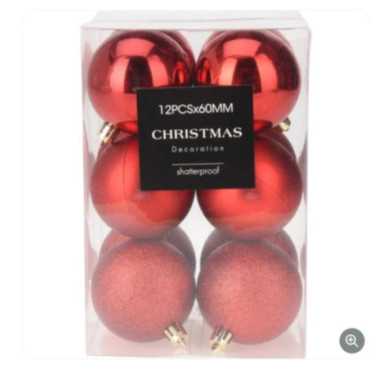 SET DE 12 BOULES DE NOEL ROUGE