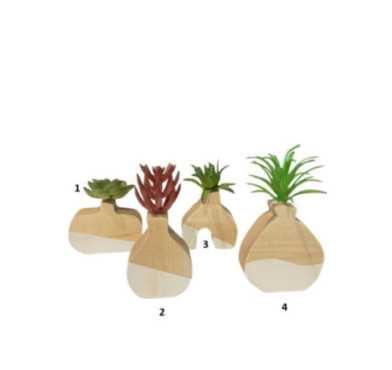 VASE EN BOIS AVEC PLANTE