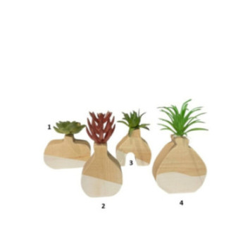 VASE EN BOIS AVEC PLANTE