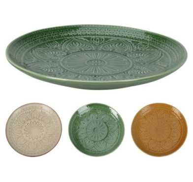ASSIETTE PLATE EN GRES MANDALA