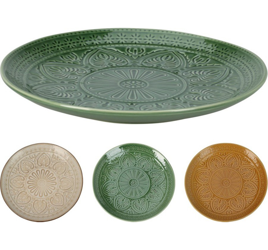 ASSIETTE PLATE EN GRES MANDALA