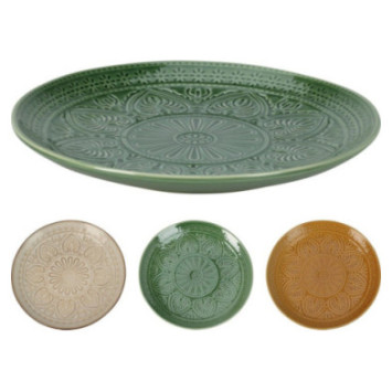 ASSIETTE PLATE EN GRES MANDALA
