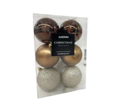 SET DE 6 BOULES DE NOEL AMBRE