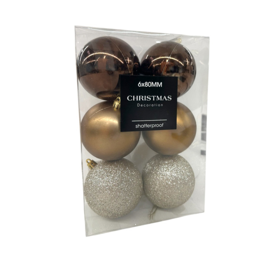 SET DE 6 BOULES DE NOEL AMBRE