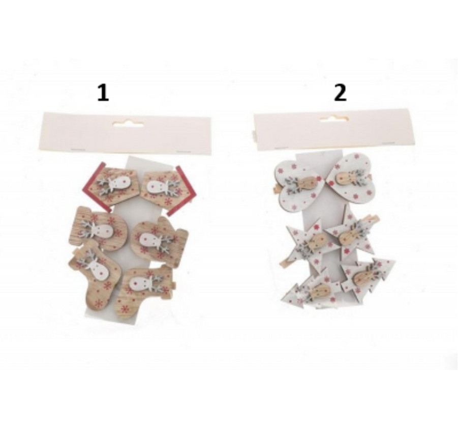 PINCES DECO EN BOIS X6 PIECES