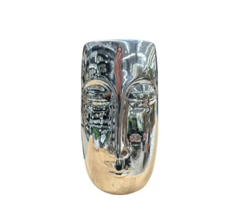 VASE VISAGE ARGENT CERAMIQUE