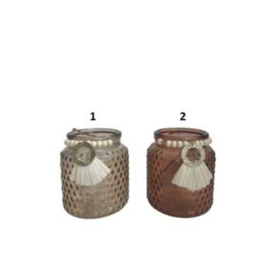 PHOTOPHORE EN VERRE AVEC PERLE