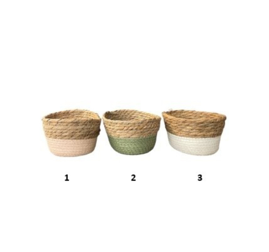 PANIER EN OSIER BICOLORE OVAL