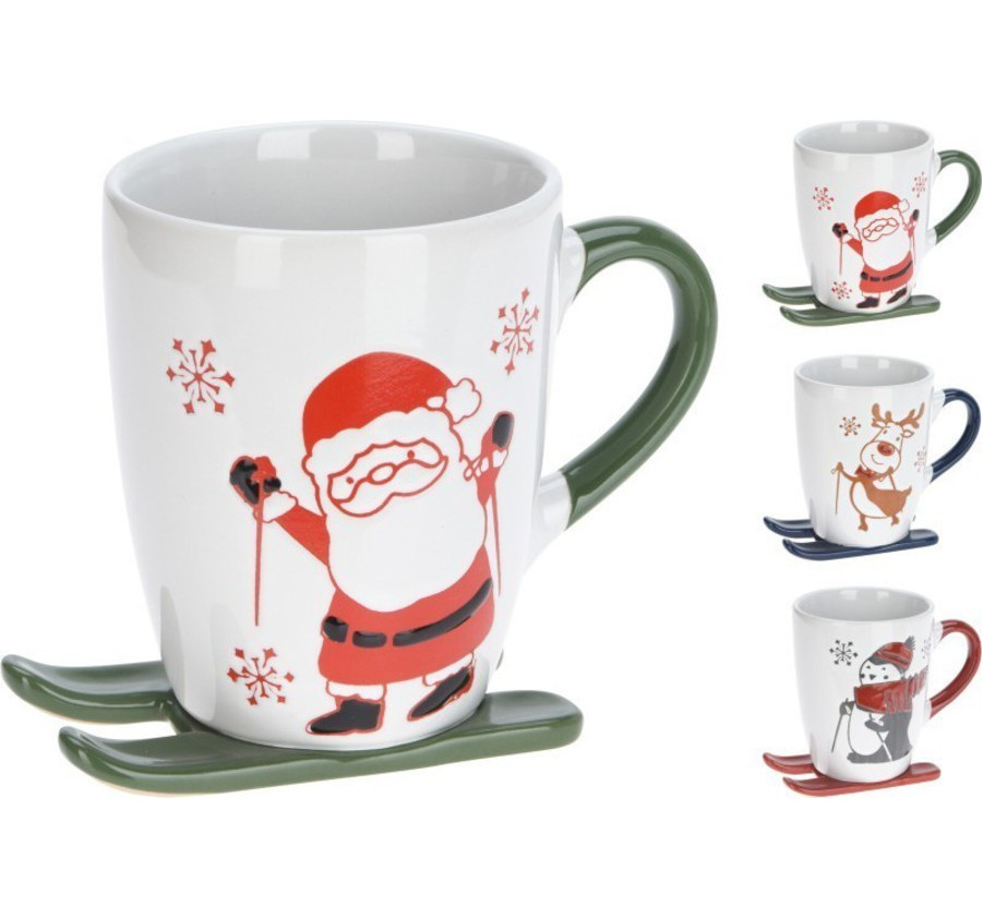 MUG DE NOEL SUR SKIS PERE NOEL