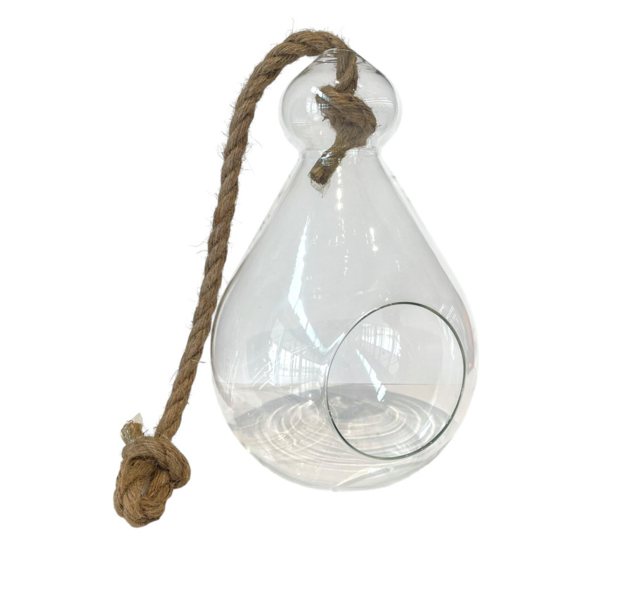 VASE GLOBE EN VERRE AVEC CORDE