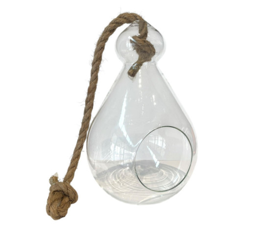 VASE GLOBE EN VERRE AVEC CORDE