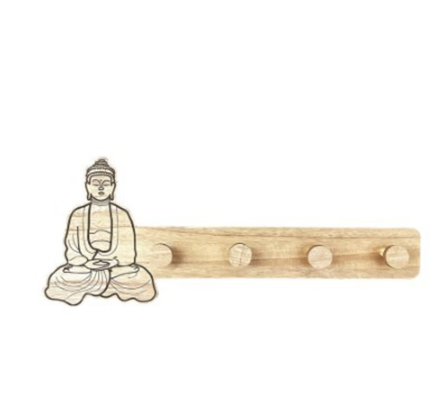 PORTE MANTEAU BOUDDHA EN BOIS