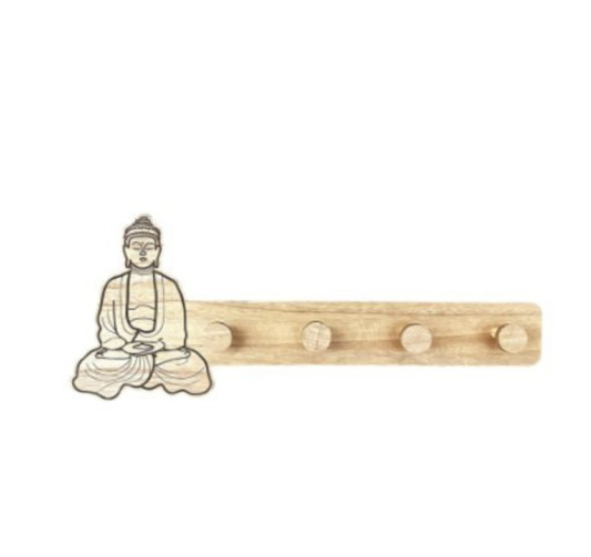 PORTE MANTEAU BOUDDHA EN BOIS