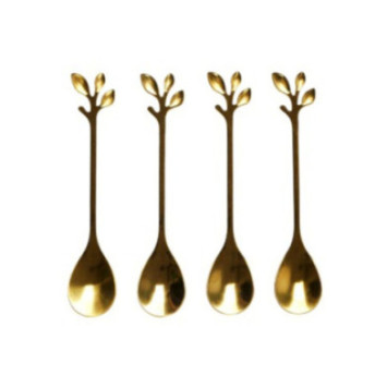 CUILLERE A CAFE FEUILLE DORE