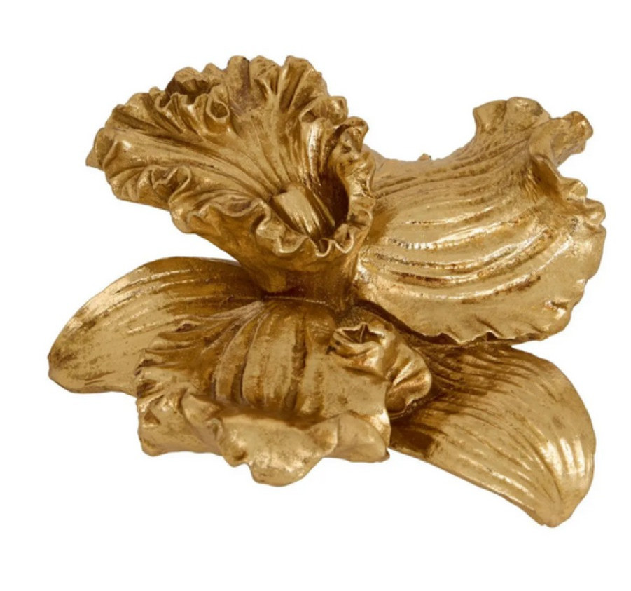 FLEUR DECO EN CERAMIQUE DORE