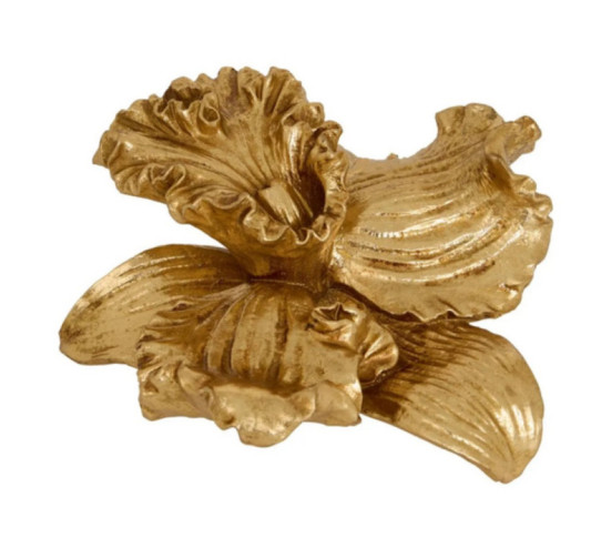 FLEUR DECO EN CERAMIQUE DORE