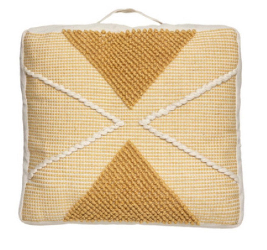COUSSIN DE SOL TRICOT JAUNE ET