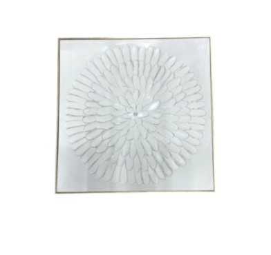 TOILE IMAGE FLEUR BLANC ET OR