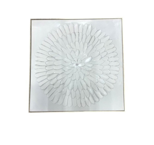 TOILE IMAGE FLEUR BLANC ET OR