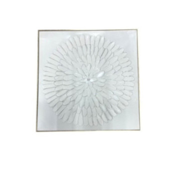 TOILE IMAGE FLEUR BLANC ET OR