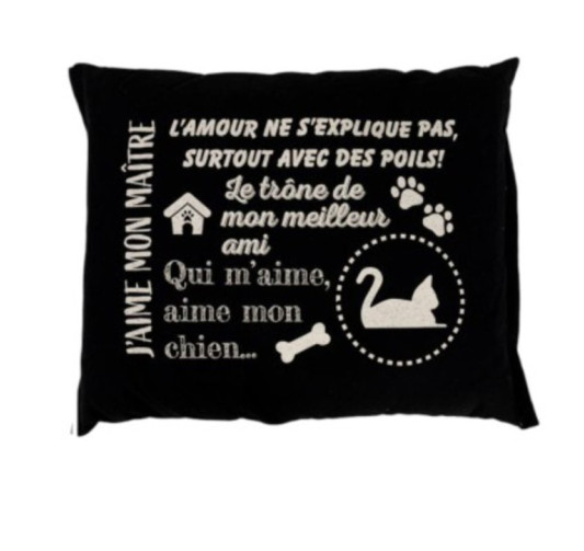 COUSSINS ANIMAUX TEXTE 90X70CM