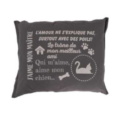 COUSSINS ANIMAUX TEXTE 90X70CM